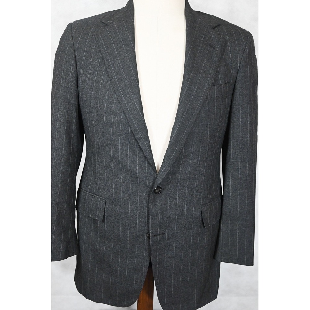 Polo Ralph Lauren Mens Gray Pinstripe Wool 2 Piece Suit Made in USA 38R 32x30